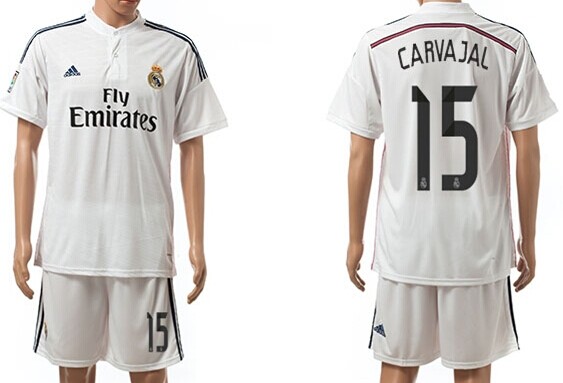 2014/15 Real Madrid #15 Carvajal Home Soccer Shirt Kit