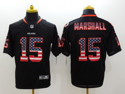 Nike Chicago Bears #15 Brandon Marshall 2014 USA Flag Fashion Black Elite Jersey