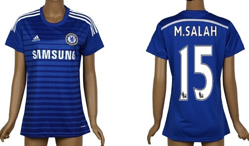 2014/15 Chelsea FC #15 M.Salah Home Soccer AAA+ T-Shirt_Womens
