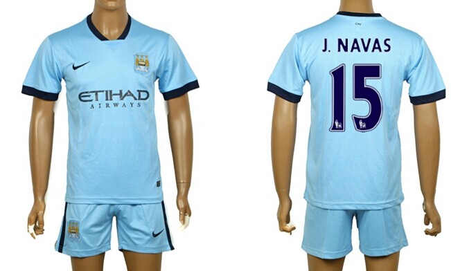 2014/15 Manchester City #15 J.Navas Home Soccer Shirt Kit