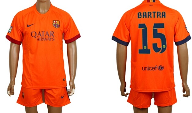 2014/15 FC Bacelona #15 Bartra Away Soccer Shirt Kit