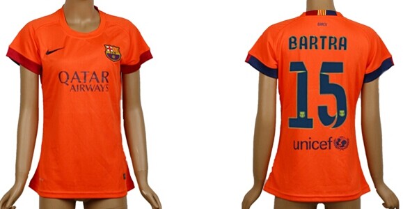 2014/15 FC Bacelona #15 Bartra Away Soccer AAA+ T-Shirt_Womens