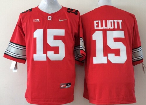 Ohio State Buckeyes #15 Ezekiel Elliott 2015 Playoff Rose Bowl Special Event Diamond Quest Red Jersey