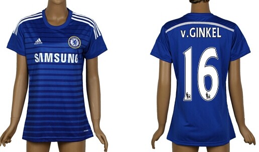 2014/15 Chelsea FC #16 v.Ginkel Home Soccer AAA+ T-Shirt_Womens