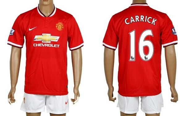 2014/15 Manchester United #16 Carrick Home Soccer Shirt Kit