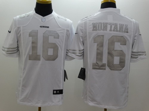 Nike San Francisco 49ers #16 Joe Montana Platinum White Limited Jersey