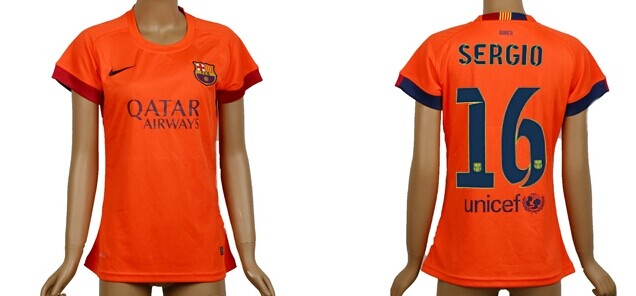 2014/15 FC Bacelona #16 Sergio Away Soccer AAA+ T-Shirt_Womens