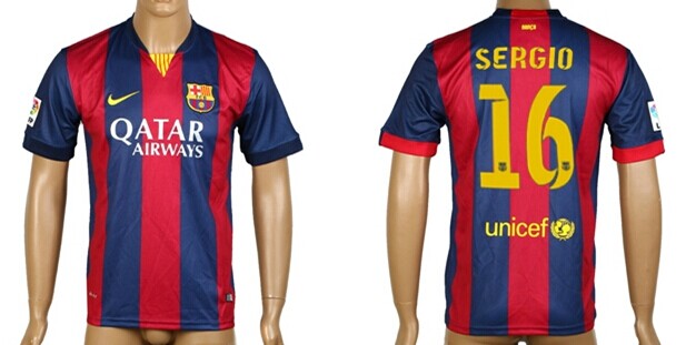 2014/15 FC Bacelona #16 Sergio Home Soccer AAA+ T-Shirt