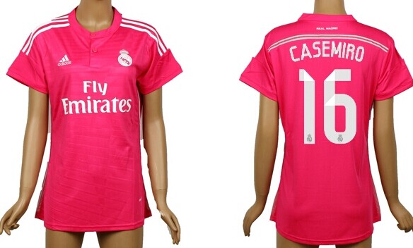 2014/15 Real Madrid #16 Casemiro Away Pink Soccer AAA+ T-Shirt_Womens