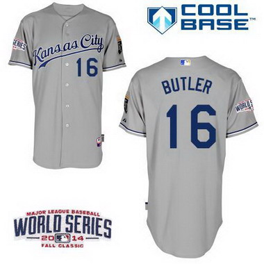 Kansas City Royals #16 Billy Butler 2014 World Series Gray Jersey