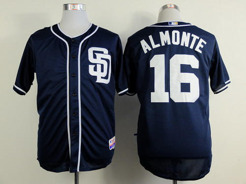 San Diego Padres #16 Abraham Almonte Navy Blue Jersey