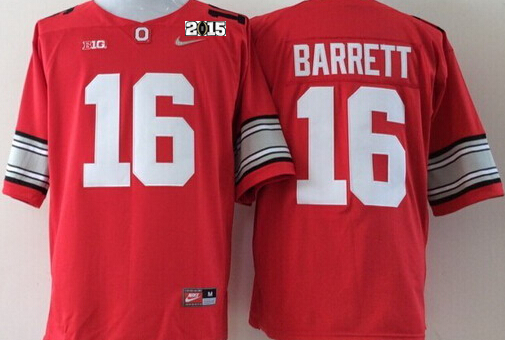 Ohio State Buckeyes #16 J.T. Barrett 2015 Playoff Rose Bowl Special Event Diamond Quest Red 2015 BCS Patch Jersey