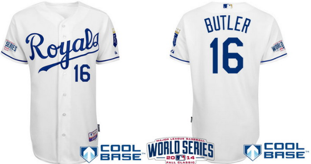 Kansas City Royals #16 Billy Butler 2014 World Series White Jersey