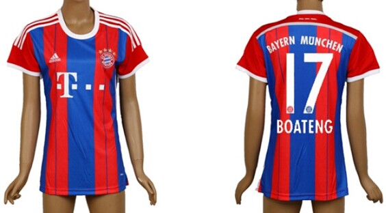 2014/15 Bayern Munchen #17 Boateng Home Soccer AAA+ T-Shirt_Womens