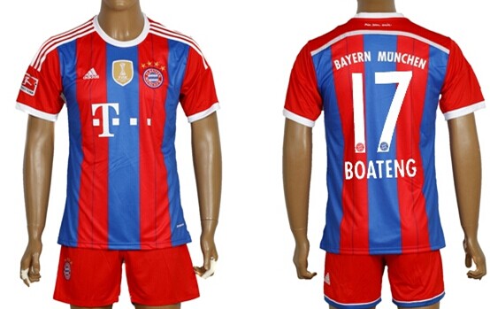 2014/15 Bayern Munchen #17 Boateng Home Soccer Shirt Kit