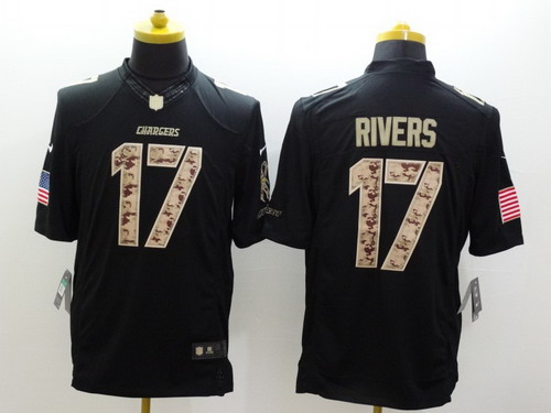 Nike San Diego Chargers #17 Philip Rivers Salute to Service Black Limited Jersey