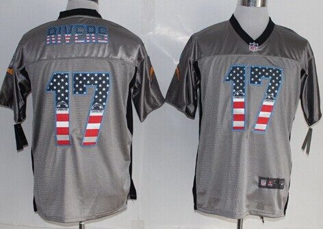 Nike San Diego Chargers #17 Philip Rivers 2014 USA Flag Fashion Gray Elite Jersey
