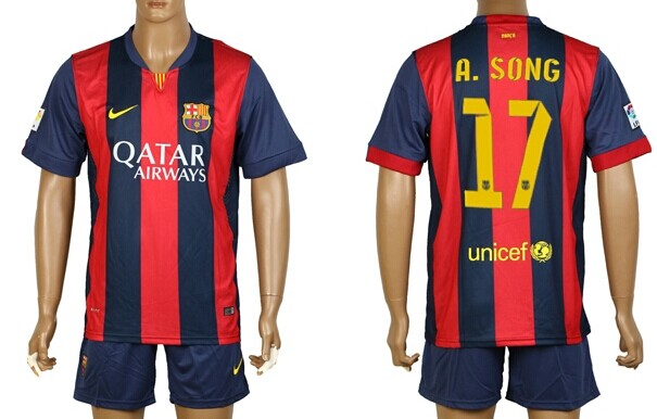 2014/15 FC Bacelona #17 A.Song Home Soccer Shirt Kit
