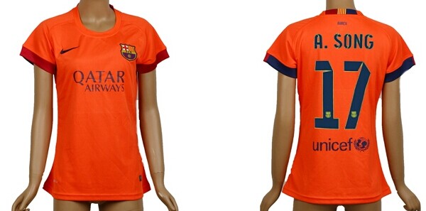 2014/15 FC Bacelona #17 A.Song Away Soccer AAA+ T-Shirt_Womens