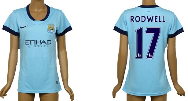 2014/15 Manchester City #17 Rodwell Home Soccer AAA+ T-Shirt_Womens