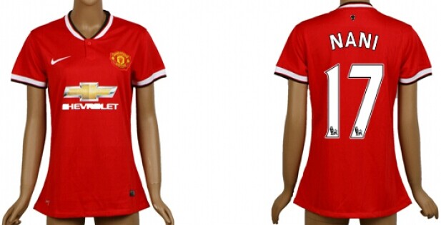 2014/15 Manchester United #17 Nani Home Soccer AAA+ T-Shirt_Womens