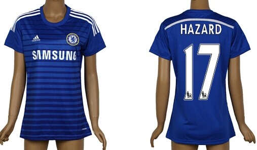 2014/15 Chelsea FC #17 Hazard Home Soccer AAA+ T-Shirt_Womens
