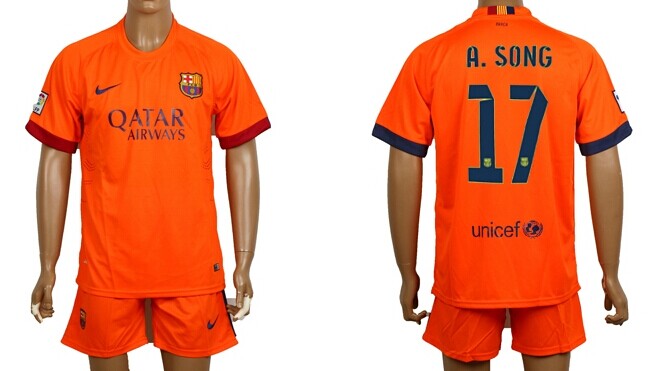 2014/15 FC Bacelona #17 A.Song Away Soccer Shirt Kit