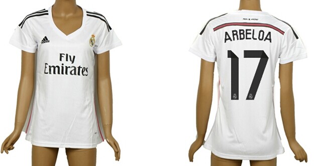 2014/15 Real Madrid #17 Arbeloa Home Soccer AAA+ T-Shirt_Womens