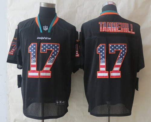 Nike Miami Dolphins #17 Ryan Tannehill 2014 USA Flag Fashion Black Elite Jersey