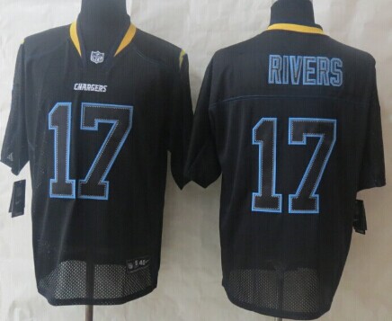 Nike San Diego Chargers #17 Philip Rivers Lights Out Black Elite Jersey