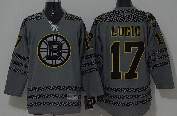 Boston Bruins #17 Milan Lucic Charcoal Gray Jersey