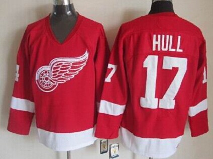 Detroit Red Wings #17 Brett Hull Red Throwback CCM Jersey