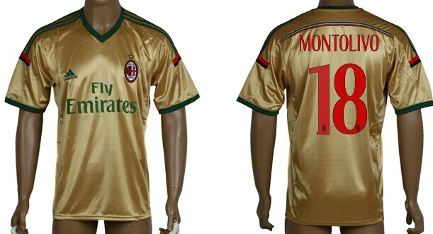 2014/15 AC Milan #18 Montolivo Away Gold Soccer AAA+ T-Shirt