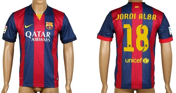2014/15 FC Bacelona #18 Jordi Alba Home Soccer AAA+ T-Shirt