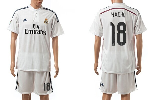 2014/15 Real Madrid #18 Nacho Home Soccer Shirt Kit