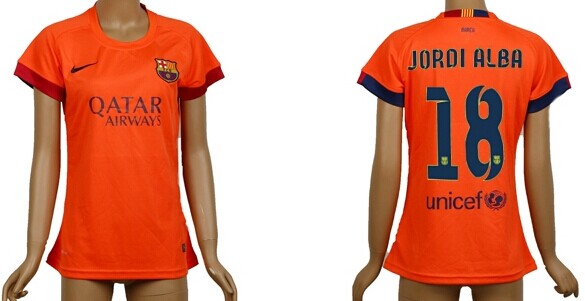 2014/15 FC Bacelona #18 Jordi Alba Away Soccer AAA+ T-Shirt_Womens