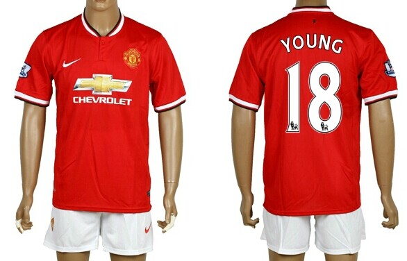 2014/15 Manchester United #18 Young Home Soccer Shirt Kit
