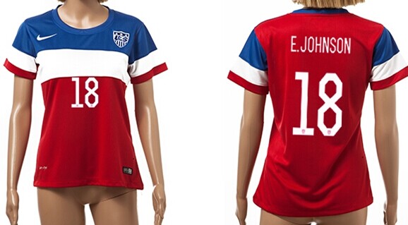 2014 World Cup USA #18 E.Johnson Away Soccer AAA+ T-Shirt_Womens