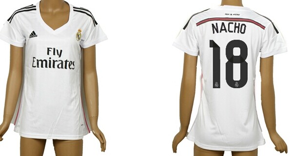 2014/15 Real Madrid #18 Nacho Home Soccer AAA+ T-Shirt_Womens