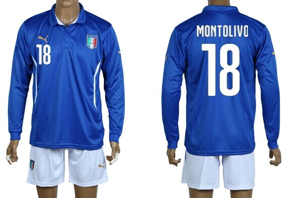 2014 World Cup Italy #18 Montolivo Home Soccer Long Sleeve Shirt Kit