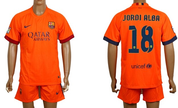2014/15 FC Bacelona #18 Jordi Alba Away Soccer Shirt Kit