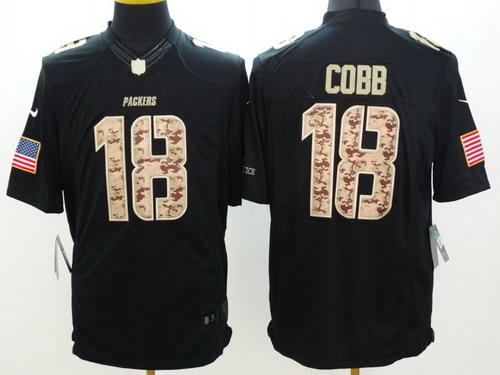 Nike Green Bay Packers #18 Randall Cobb Salute to Service Black Limited Jersey