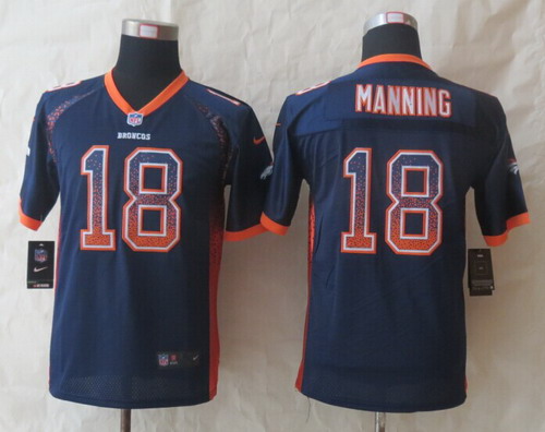 Nike Denver Broncos #18 Peyton Manning 2013 Drift Fashion Blue Kids Jersey