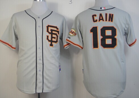 San Francisco Giants #18 Matt Cain Gray SF Edition Jersey
