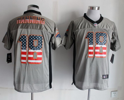 Nike Denver Broncos #18 Peyton Manning 2014 USA Flag Fashion Gray Elite Jersey