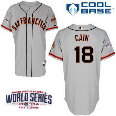 San Francisco Giants #18 Matt Cain 2014 World Series Gray Jersey