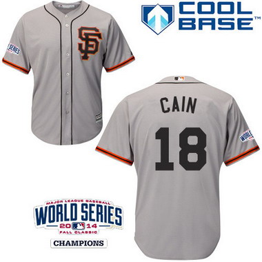 San Francisco Giants #18 Matt Cain 2014 World Series Gray SF Edition Jersey