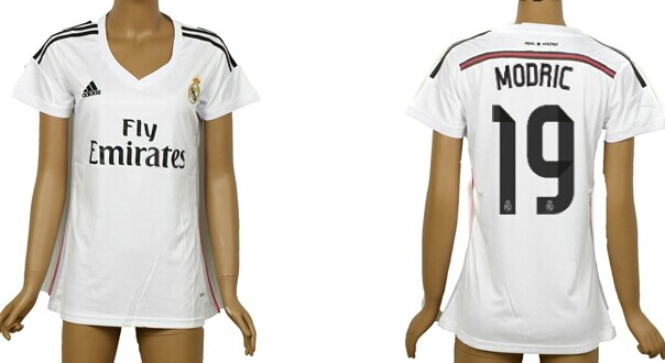 2014/15 Real Madrid #19 Modric Home Soccer AAA+ T-Shirt_Womens