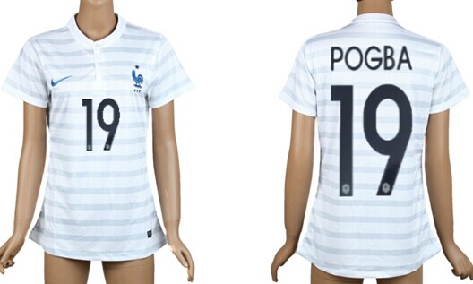 2014 World Cup France #19 Pogba Away Soccer AAA+ T-Shirt_Womens