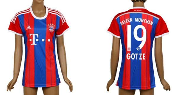 2014/15 Bayern Munchen #19 Gotze Home Soccer AAA+ T-Shirt_Womens